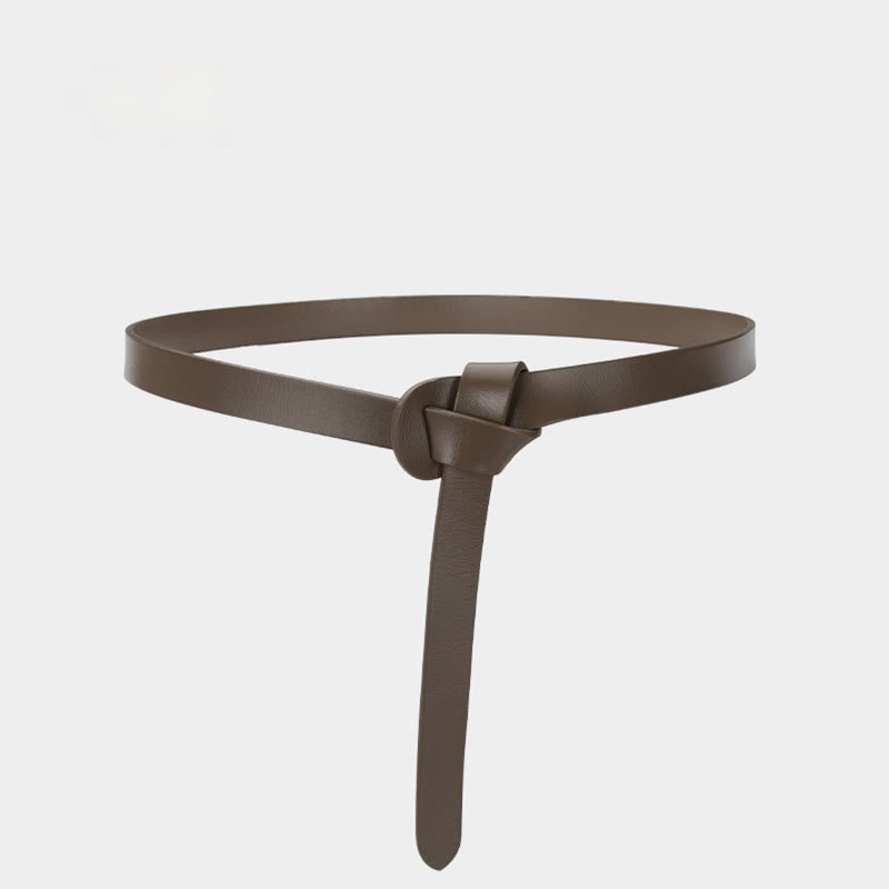 Ceinture classique en cuir avec nœud de couleur unie