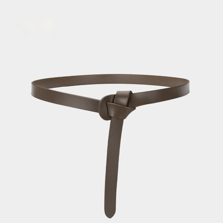 Ceinture classique en cuir avec nœud de couleur unie