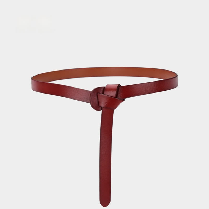 Ceinture classique en cuir avec nœud de couleur unie