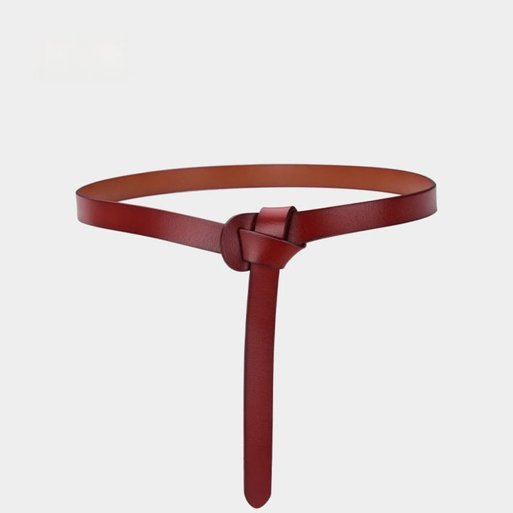 Ceinture classique en cuir avec nœud de couleur unie