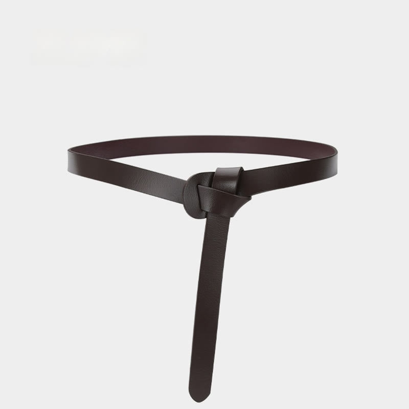 Ceinture classique en cuir avec nœud de couleur unie