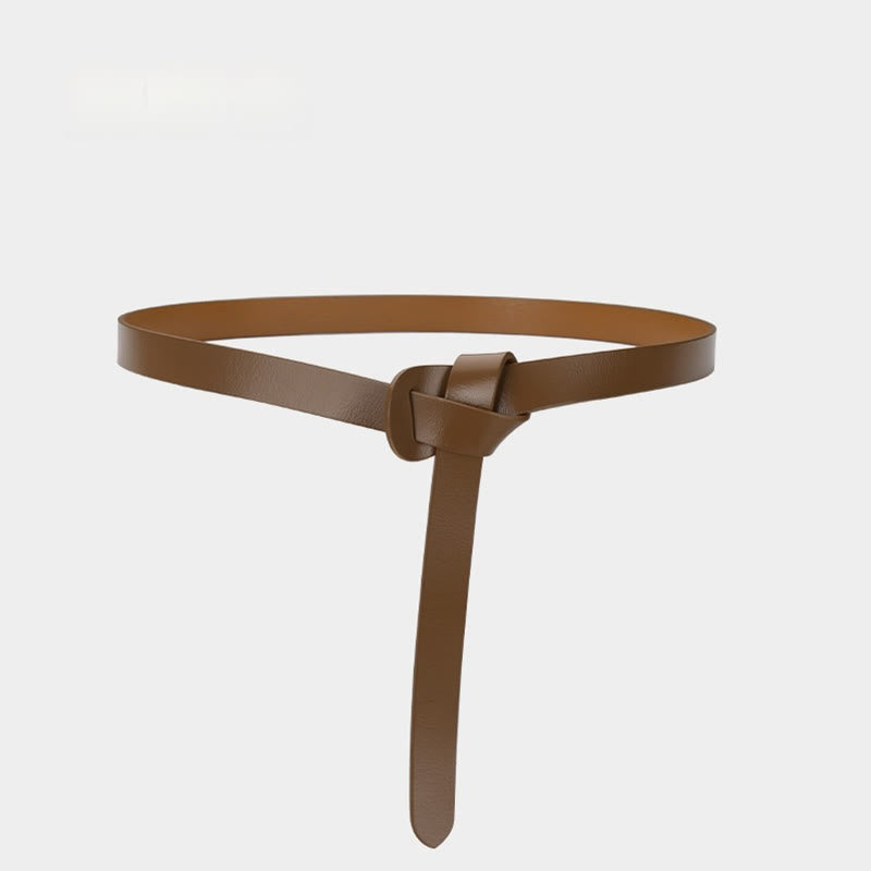 Ceinture classique en cuir avec nœud de couleur unie