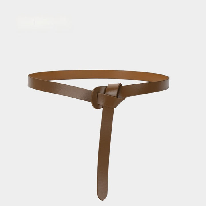 Ceinture classique en cuir avec nœud de couleur unie