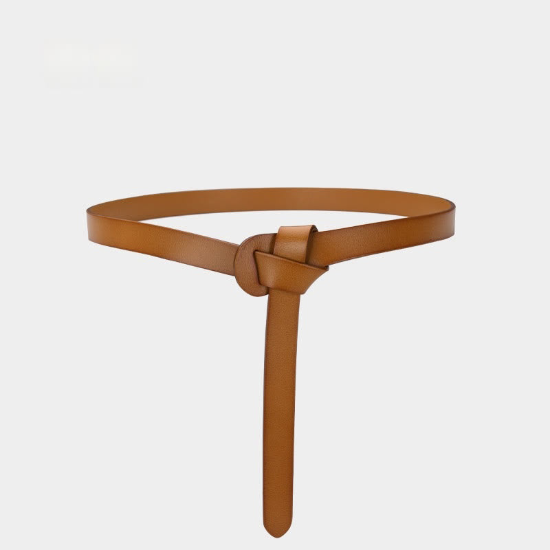 Ceinture classique en cuir avec nœud de couleur unie
