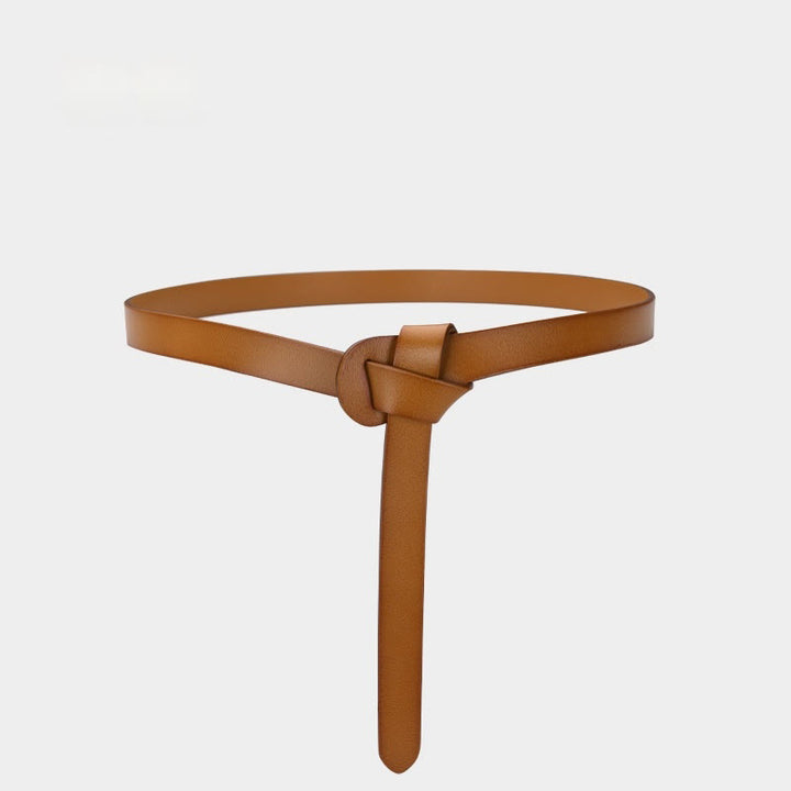 Ceinture classique en cuir avec nœud de couleur unie