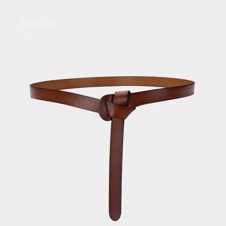 Ceinture classique en cuir avec nœud de couleur unie