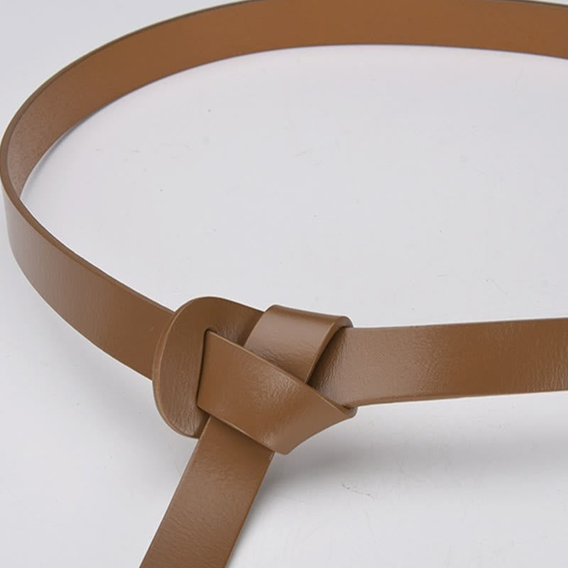 Ceinture classique en cuir avec nœud de couleur unie