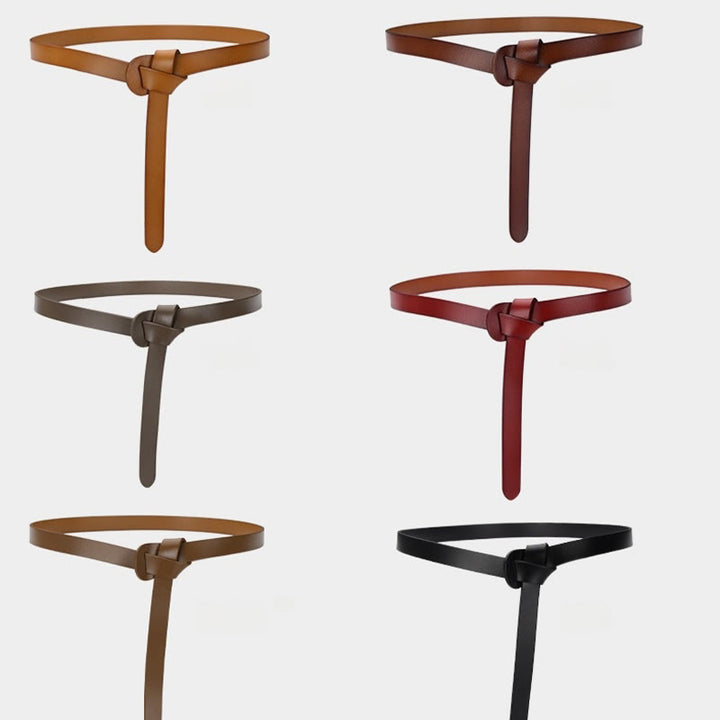 Ceinture classique en cuir avec nœud de couleur unie