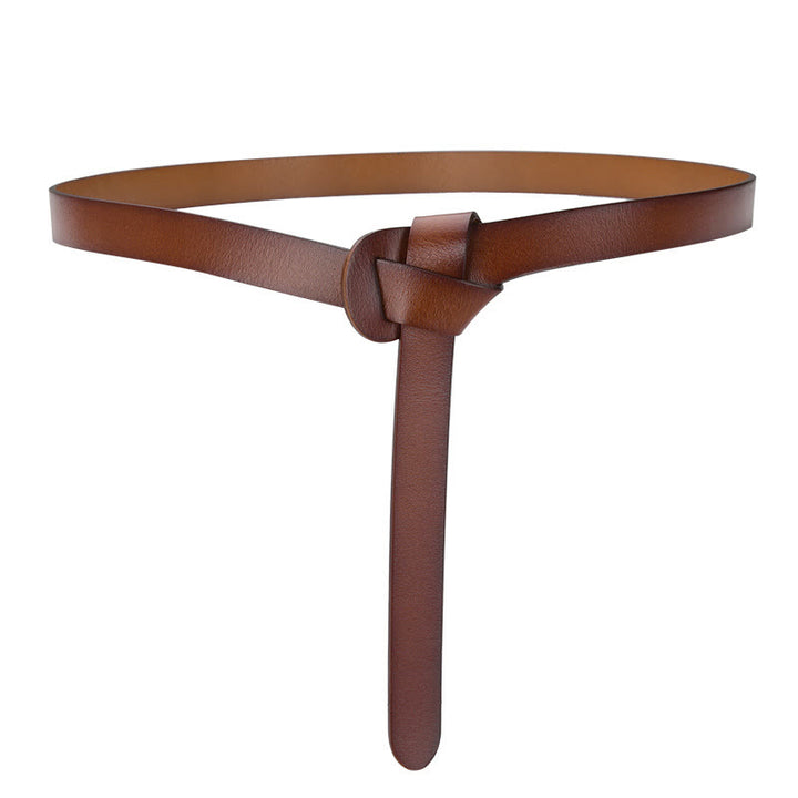 Ceinture classique en cuir avec nœud de couleur unie