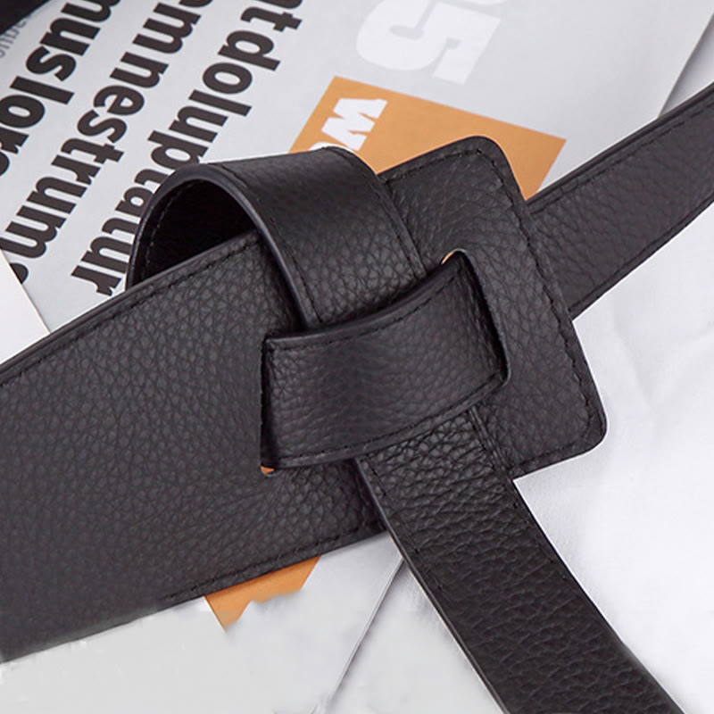 Ceinture en cuir pour femme avec nœud de couleur unie
