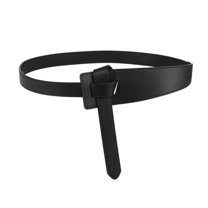 Ceinture en cuir pour femme avec nœud de couleur unie
