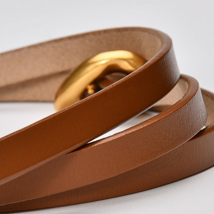 Ceinture fine en cuir véritable pour femme