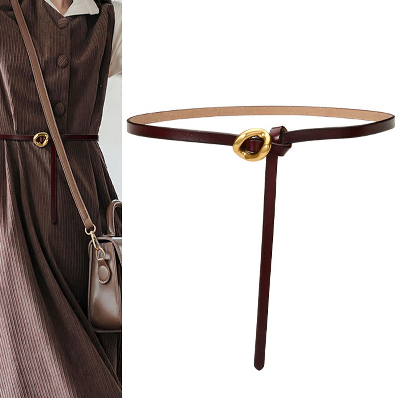 Ceinture fine en cuir véritable pour femme