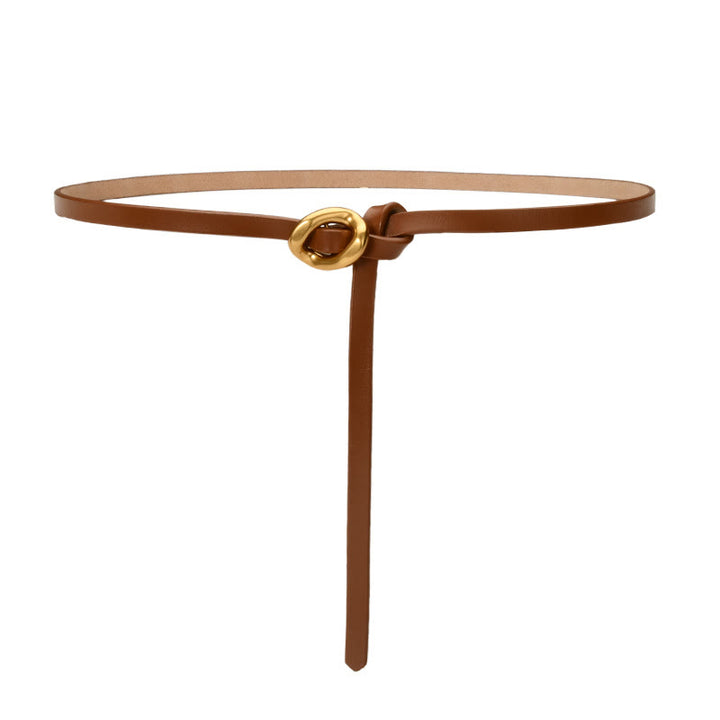 Ceinture fine en cuir véritable pour femme