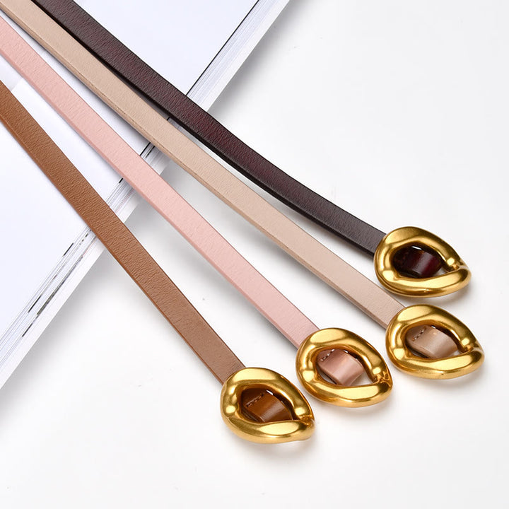 Ceinture fine en cuir véritable pour femme