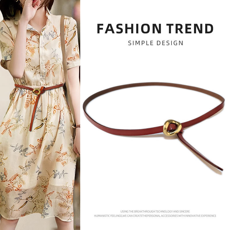 Ceinture fine en cuir véritable pour femme