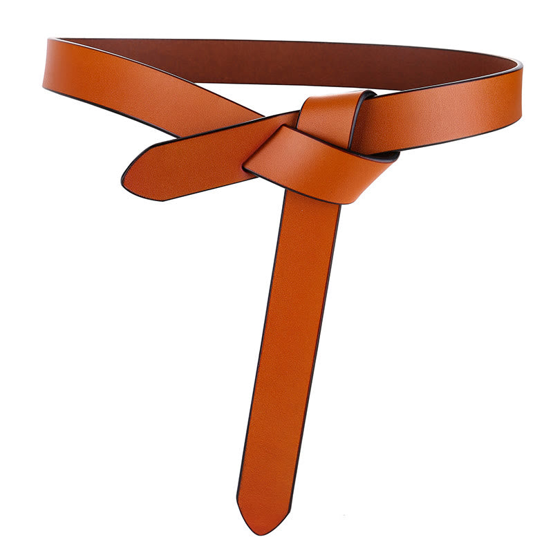 Ceinture en cuir à noeud noir et marron pour femme