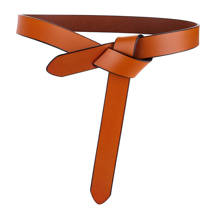 Ceinture en cuir à nœud noir et marron pour femme - Brun - 47,24 pouces / 120 cm - image 7