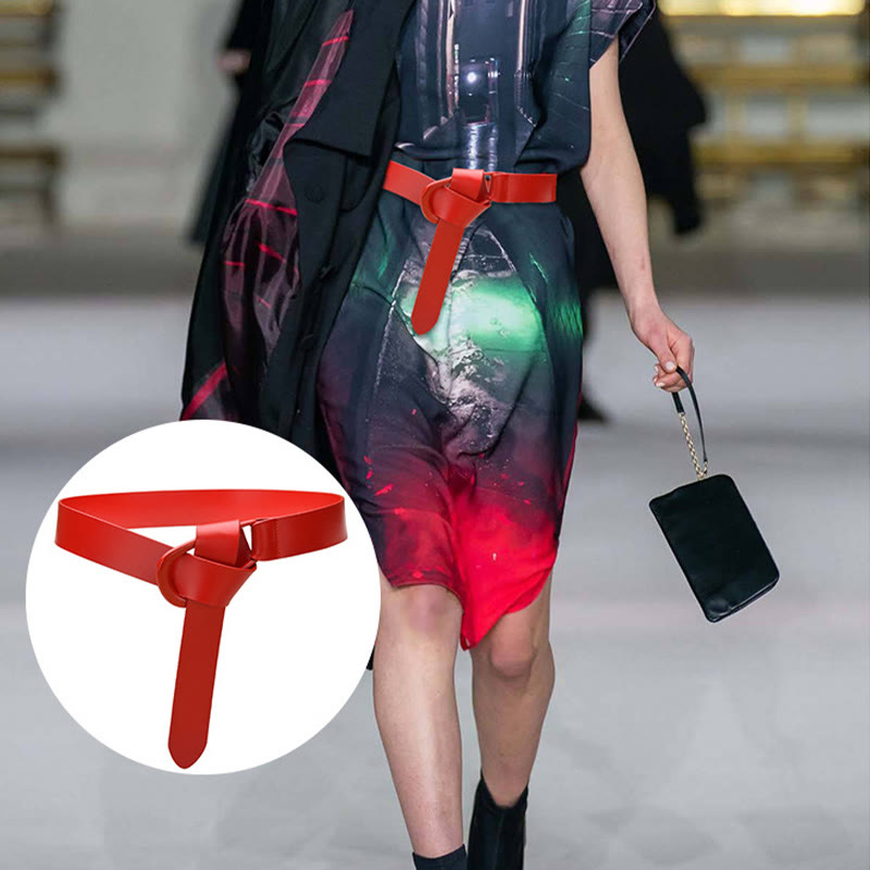 Ceinture large et simple pour femme Ceinture nouée en cuir