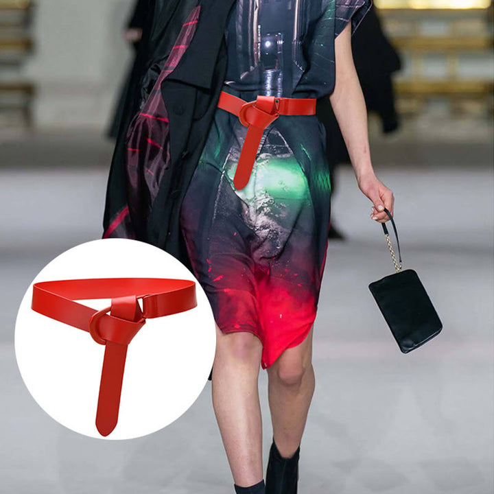 Ceinture large et simple pour femme Ceinture nouée en cuir