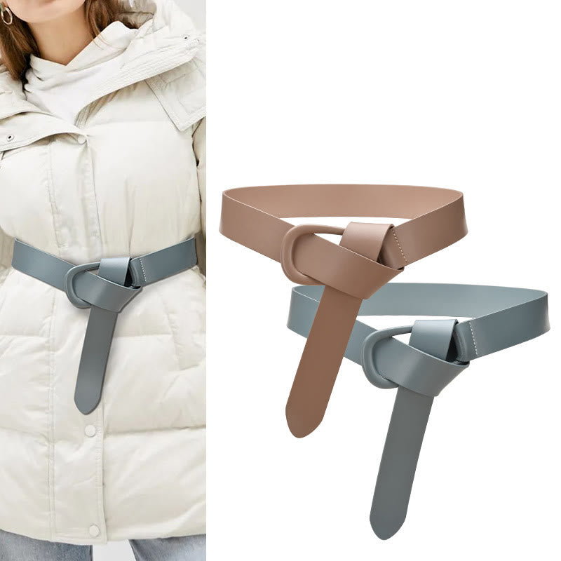 Ceinture large et simple pour femme Ceinture nouée en cuir