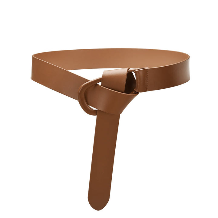 Ceinture large et simple pour femme Ceinture nouée en cuir