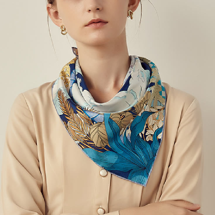 Foulard fin en soie pour femme Jardin dans l'air Printemps