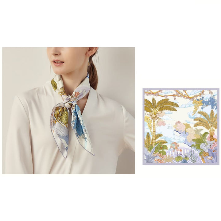 Foulard fin en soie pour femme Jardin dans l'air Printemps