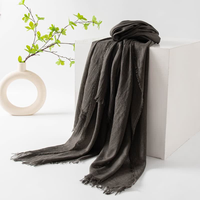 Écharpe d'été fine et douce à pompons courts de couleur unie - #51 Gris foncé - image 55