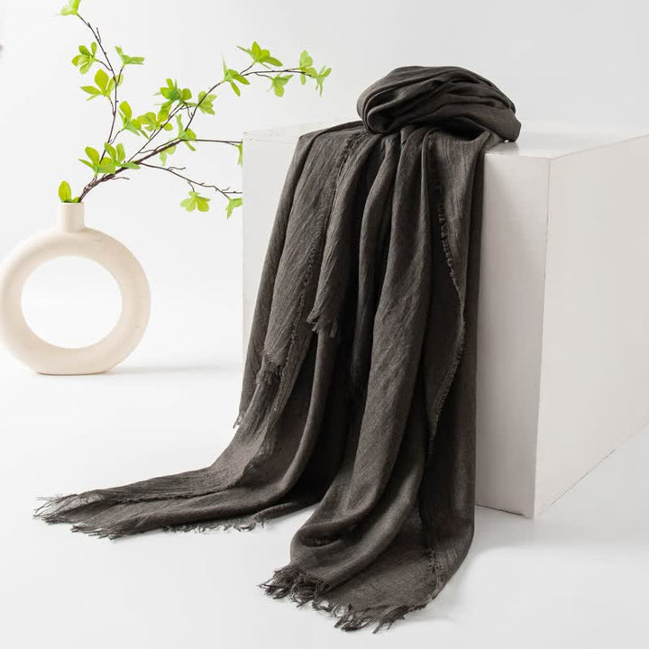 Écharpe d'été fine et douce à pompons courts de couleur unie - #51 Gris foncé - image 55