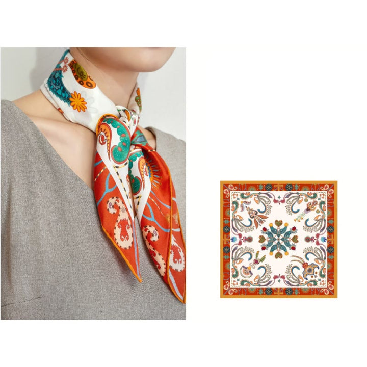 Foulard fin en soie pour femme, motif fête nationale du printemps