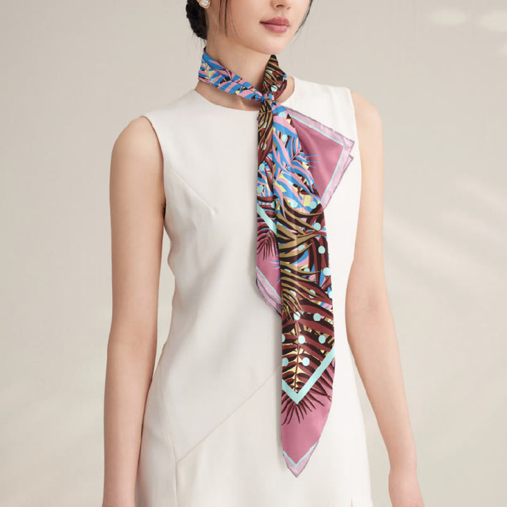Foulard fin en soie pour femme Love Of Four Leaves Spring