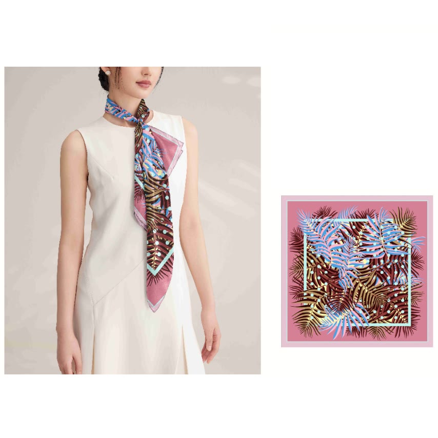 Foulard fin en soie pour femme Love Of Four Leaves Spring