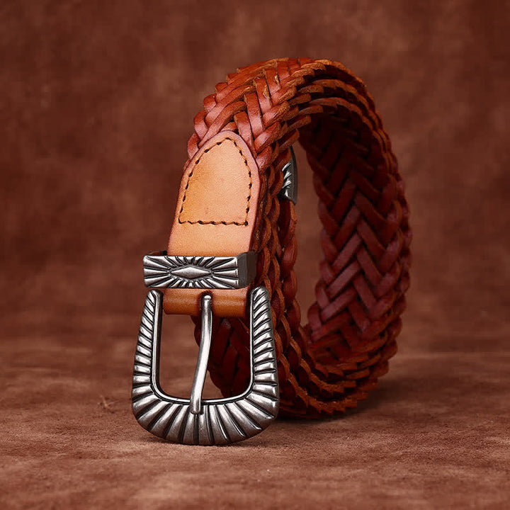Ceinture en cuir tressé de vachette tissée décontractée pour tous les jours