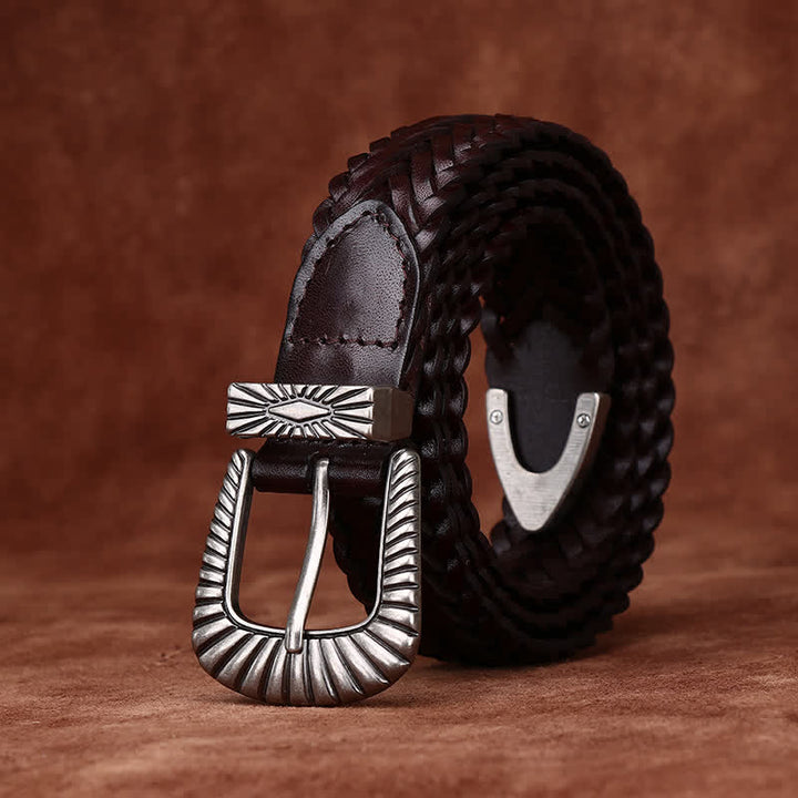Ceinture en cuir tressé de vachette tissée décontractée pour tous les jours