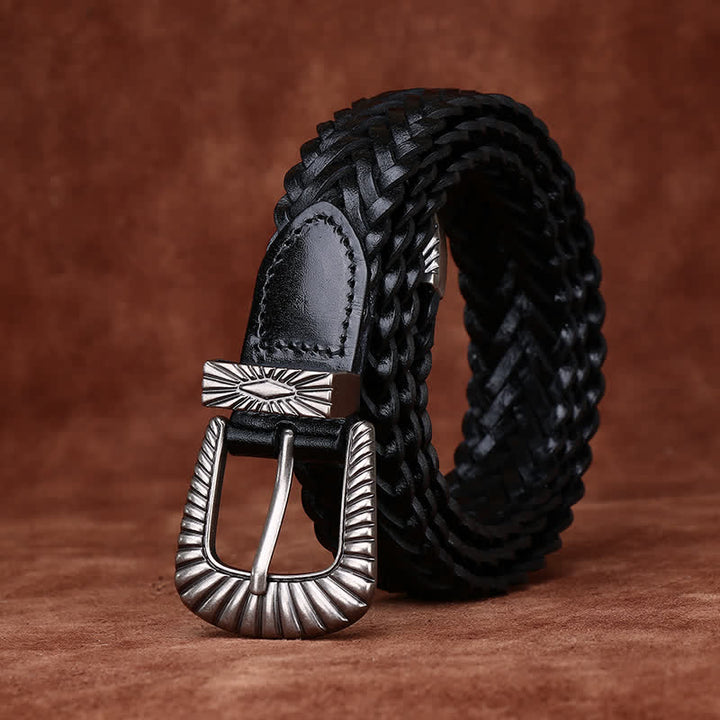 Ceinture en cuir tressé de vachette tissée décontractée pour tous les jours