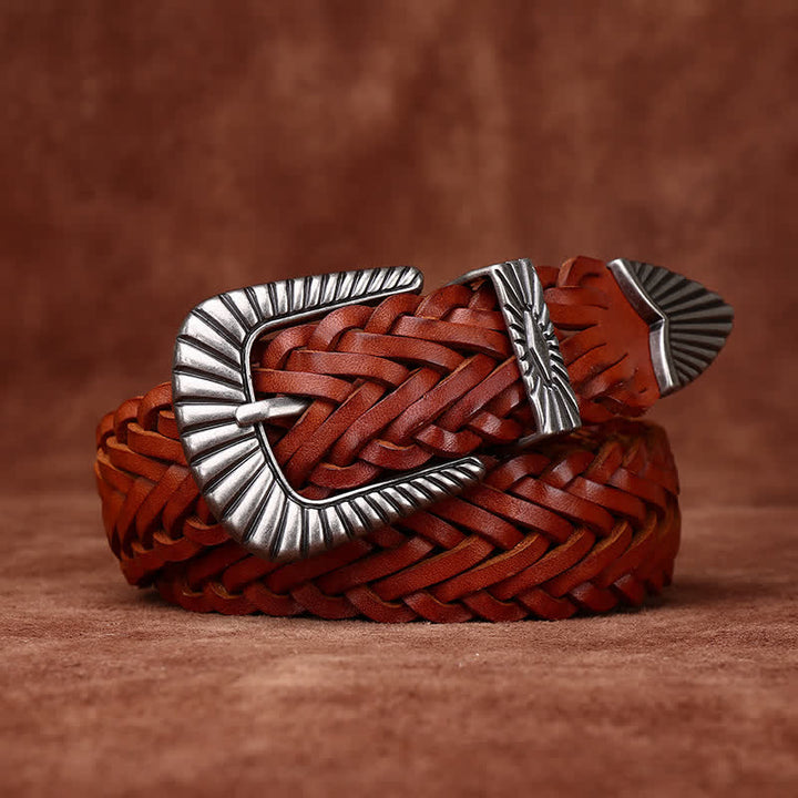 Ceinture en cuir tressé de vachette tissée décontractée pour tous les jours