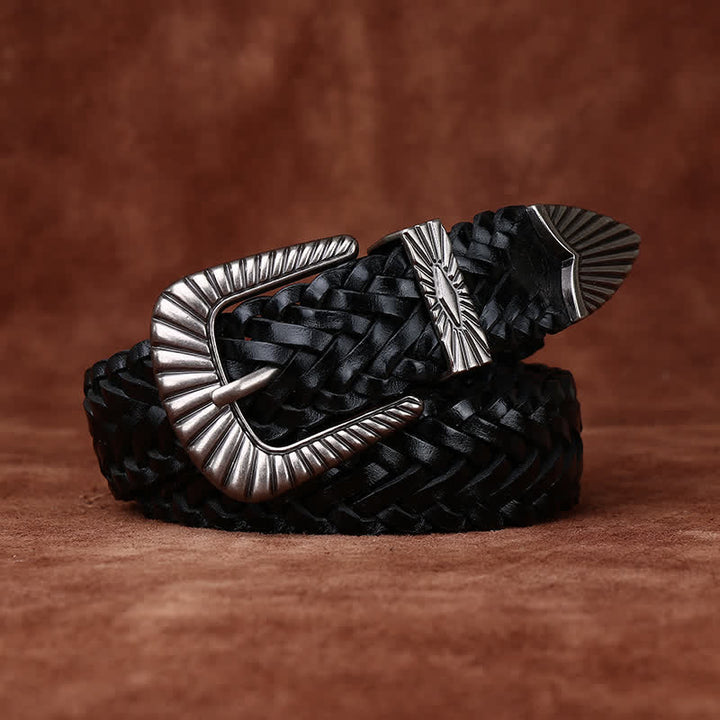 Ceinture en cuir tressé de vachette tissée décontractée pour tous les jours