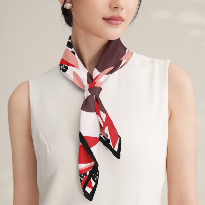 Foulard fin en soie pour femme Red Leafs Record Spring