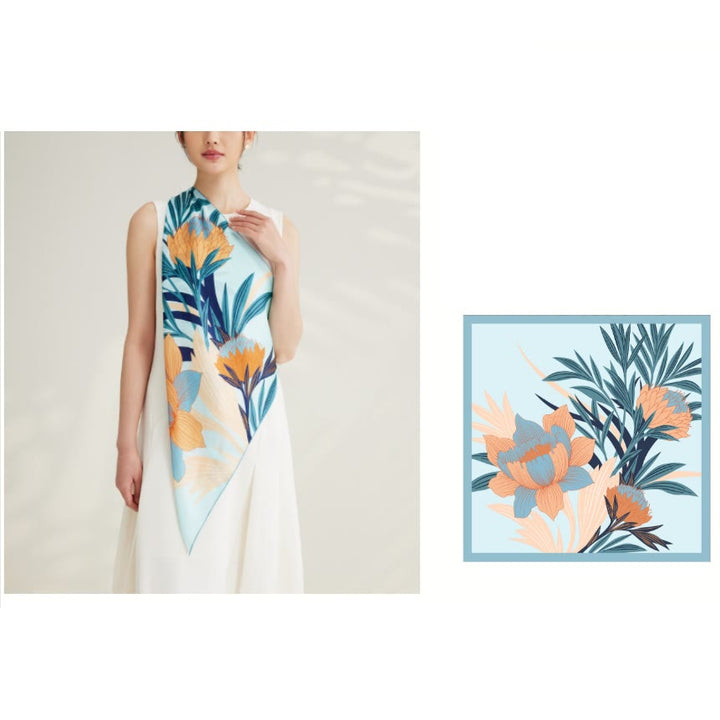 Foulard fin en soie à imprimé floral Protea pour femme