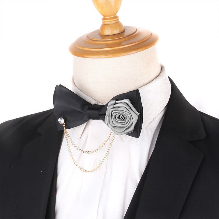 Nœud papillon élégant pour homme avec chaîne en or rose