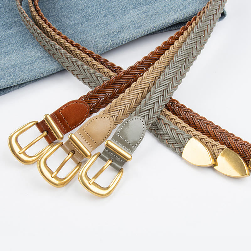 Ceinture tressée en cuir végétalien pour femme