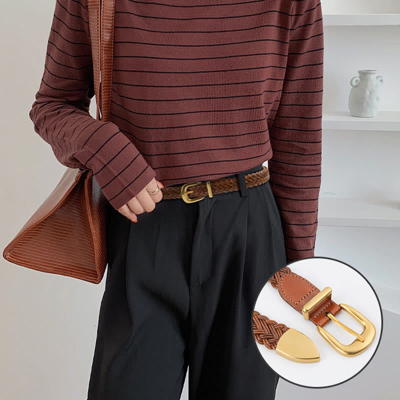 Ceinture tressée en cuir végétalien pour femme