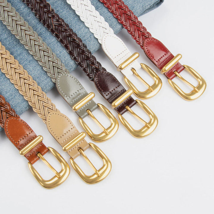 Ceinture tressée en cuir végétalien pour femme