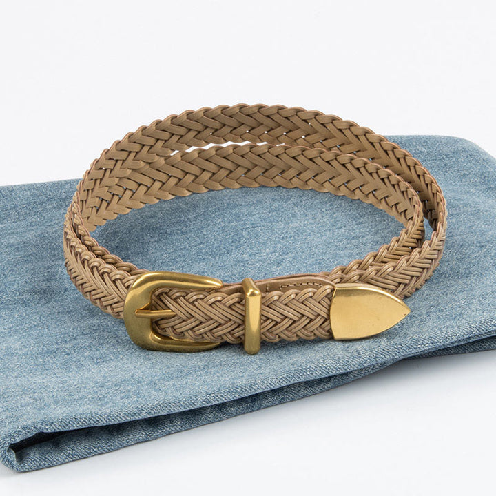 Ceinture tressée en cuir végétalien pour femme