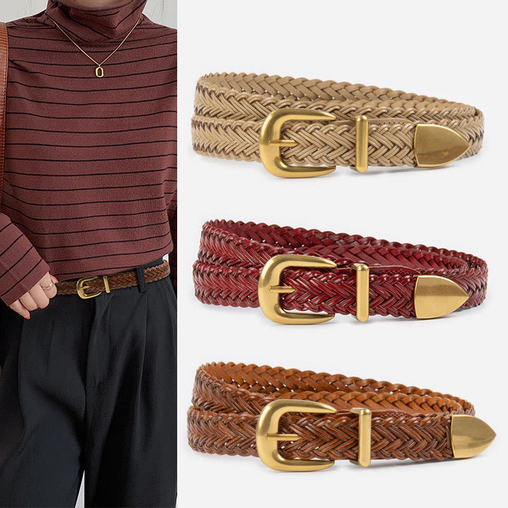 Ceinture tressée en cuir végétalien pour femme