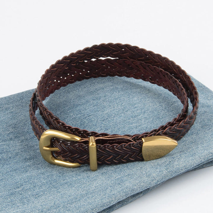 Ceinture tressée en cuir végétalien pour femme