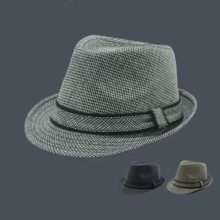 Chapeau Fedora d'été à motif pied-de-poule à carreaux britanniques pour hommes