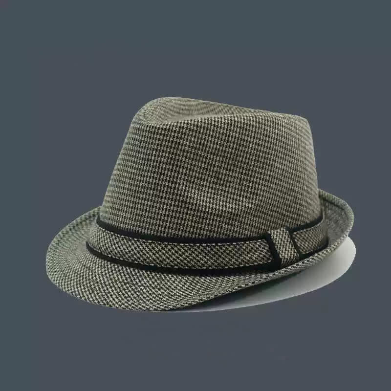 Chapeau Fedora d'été à motif pied-de-poule à carreaux britanniques pour hommes