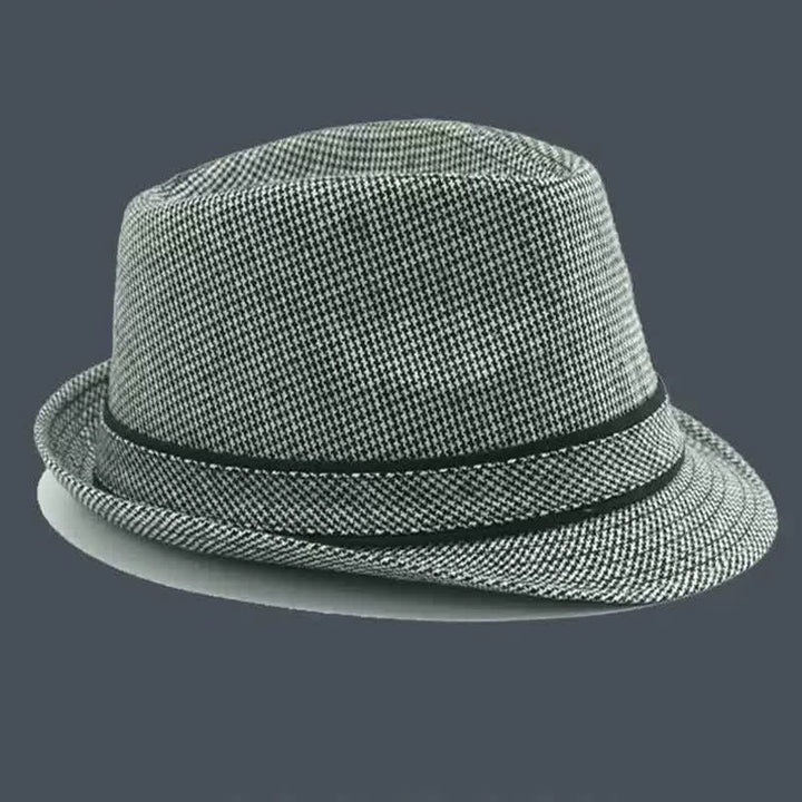 Chapeau Fedora d'été à motif pied-de-poule à carreaux britanniques pour hommes